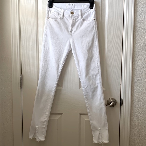 FRAME Le High Skinny white jeans front slit size 26 - Picture 2 of 12
